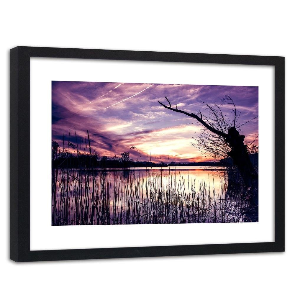 Glezna melnā rāmī - Dry Tree On The Lake 3 Home Trends