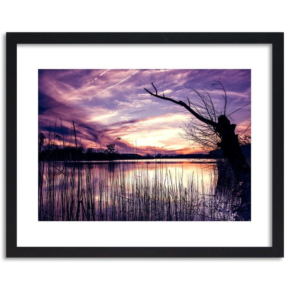Glezna melnā rāmī - Dry Tree On The Lake 3 Home Trends