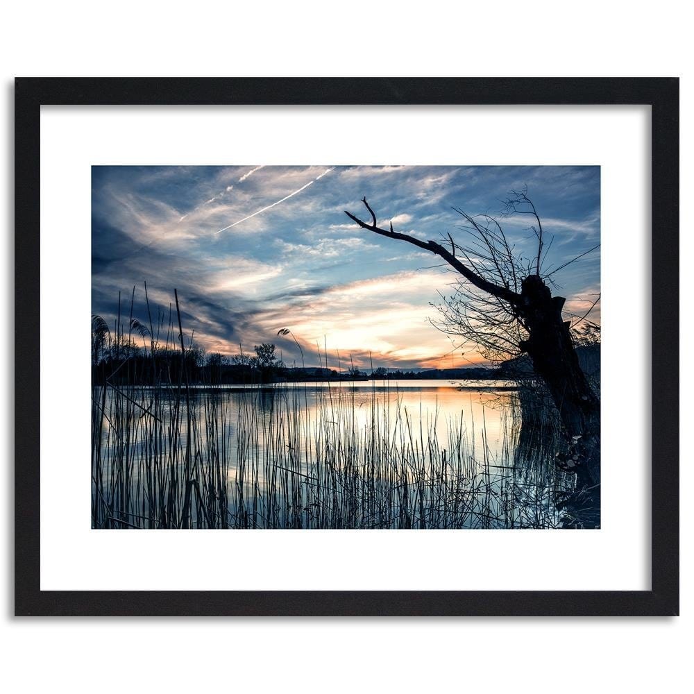 Glezna melnā rāmī - Dry Tree On The Lake 4 Home Trends