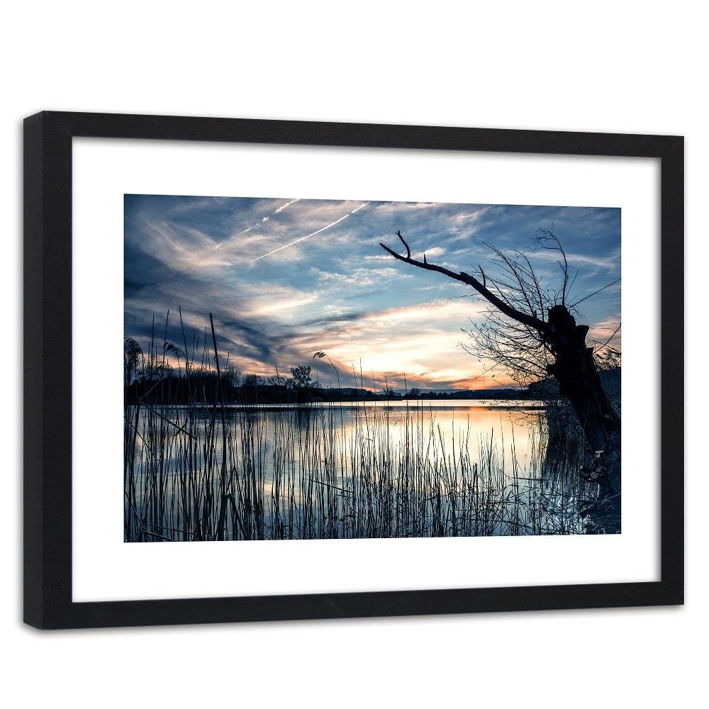 Glezna melnā rāmī - Dry Tree On The Lake 4 Home Trends