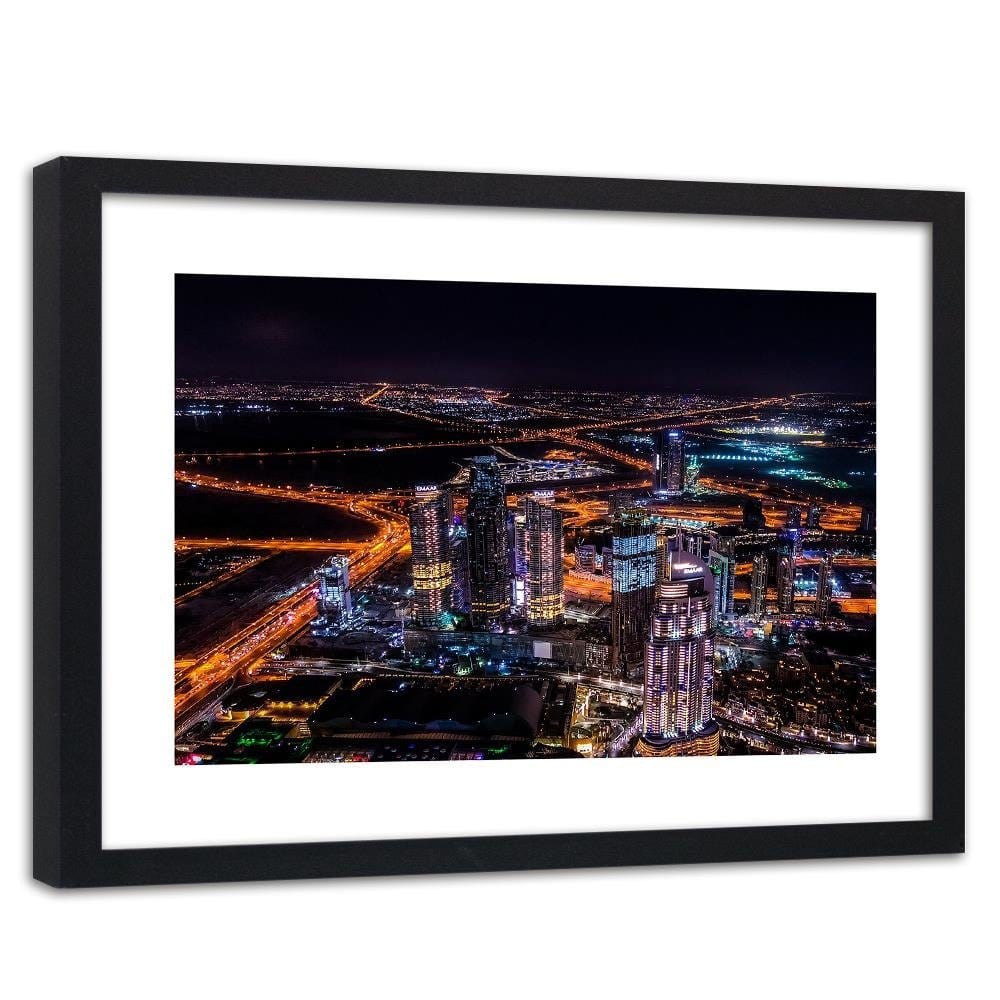 Glezna melnā rāmī - Dubai At Night Home Trends