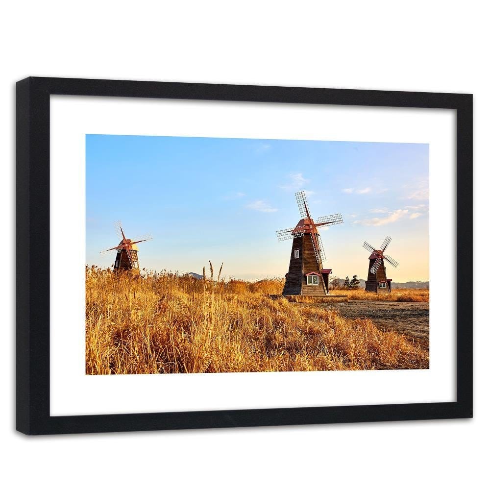 Glezna melnā rāmī - Dutch Windmills Home Trends