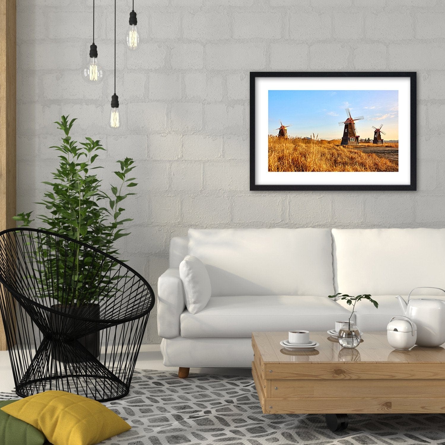 Glezna melnā rāmī - Dutch Windmills Home Trends
