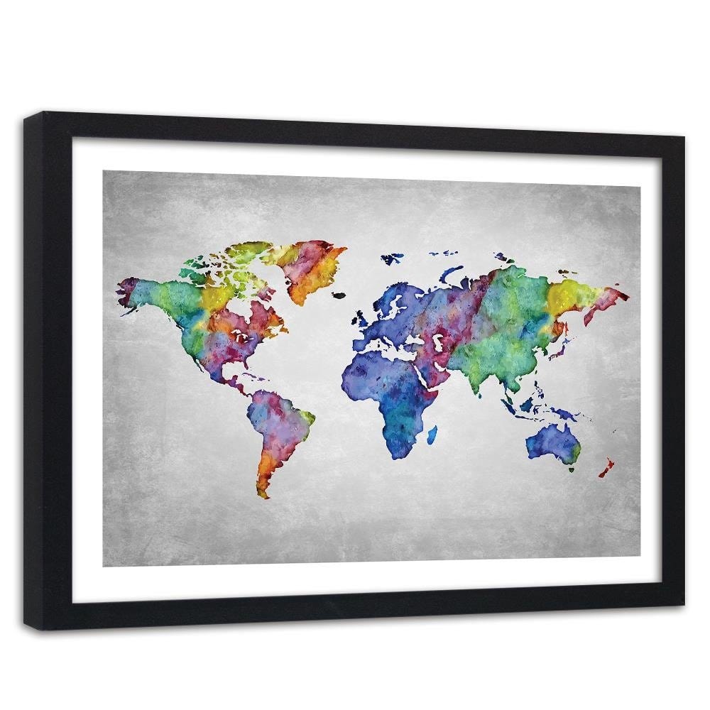 Glezna melnā rāmī - Ed World Map Home Trends