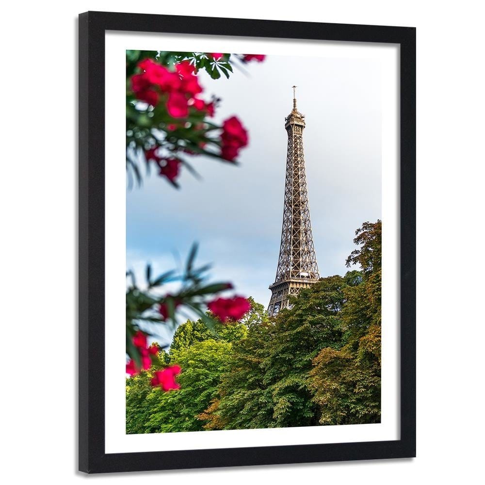 Glezna melnā rāmī - Eiffel Tower And Flower Home Trends