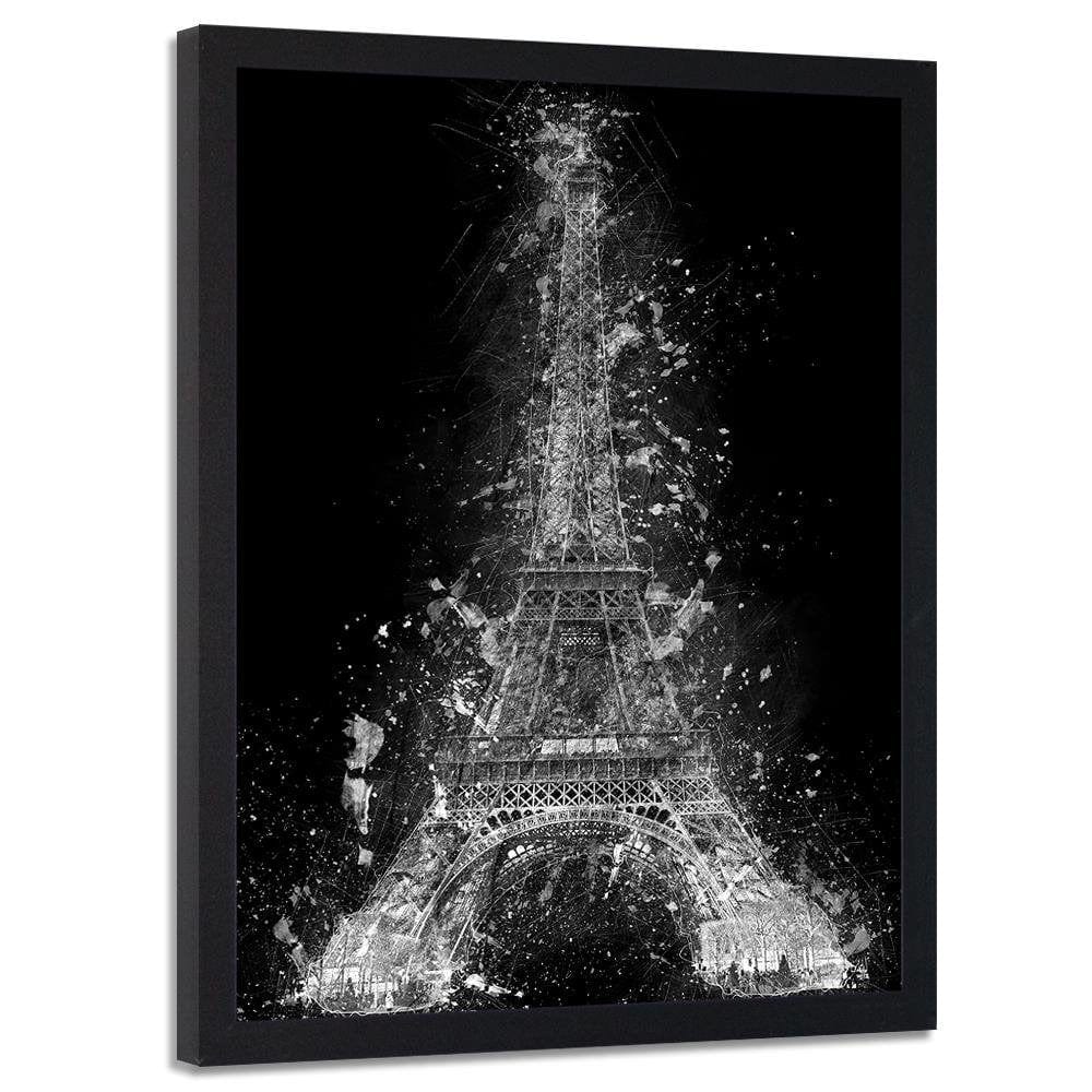 Glezna melnā rāmī - Eiffel Tower At Night Home Trends