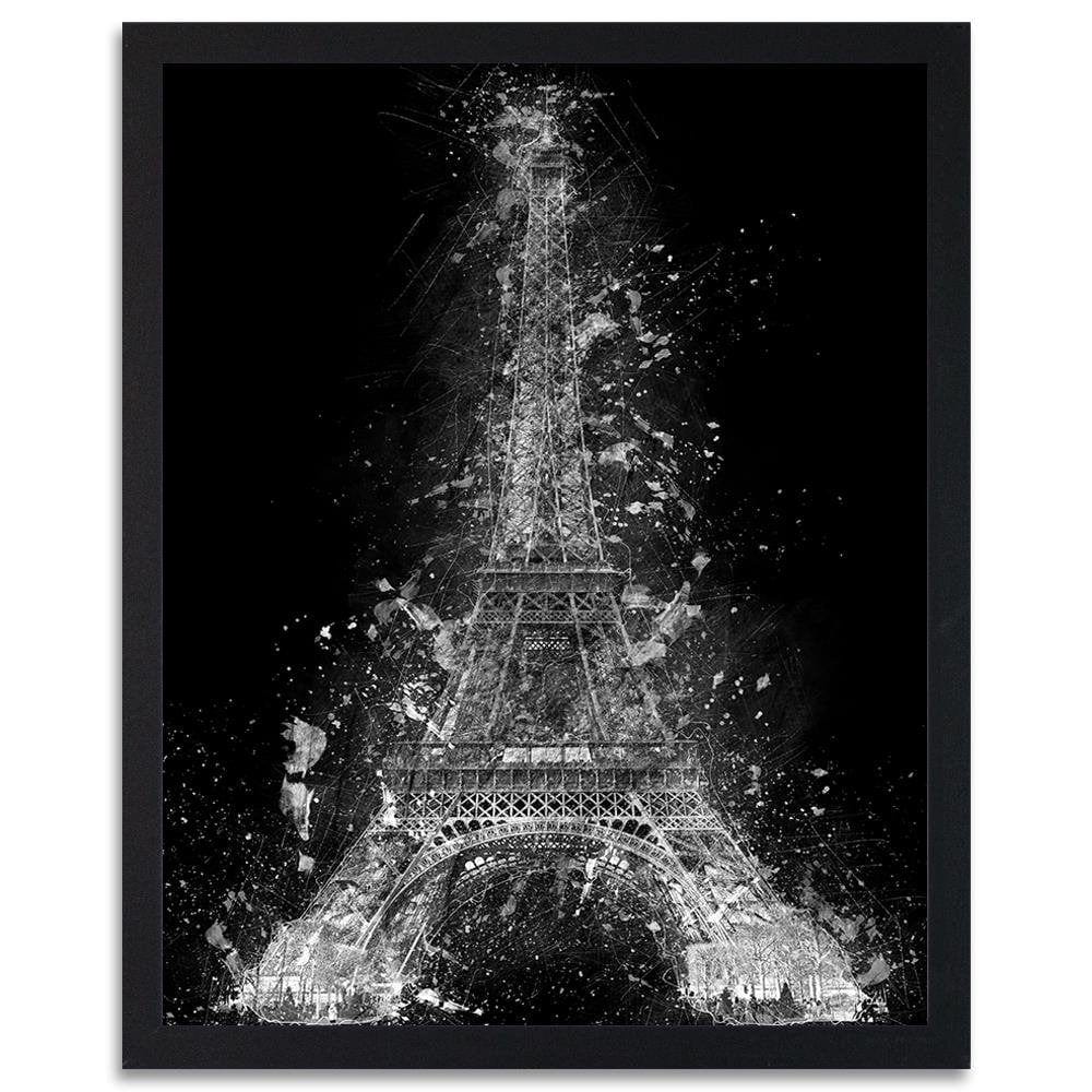 Glezna melnā rāmī - Eiffel Tower At Night Home Trends