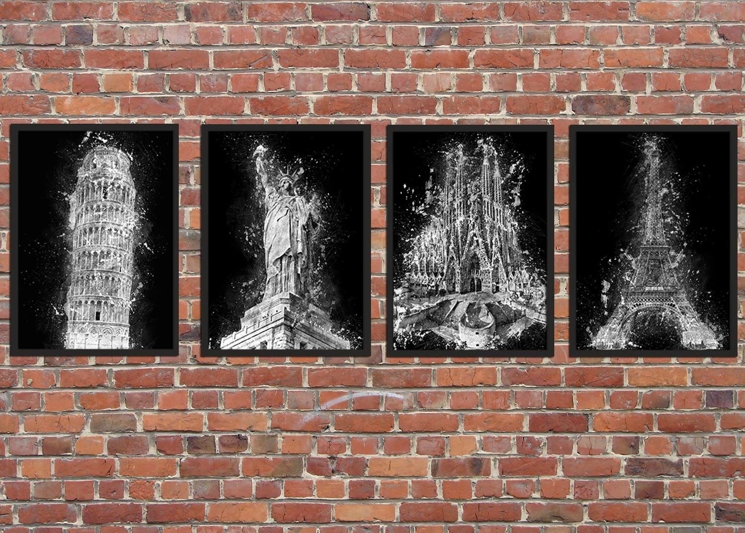 Glezna melnā rāmī - Eiffel Tower At Night Home Trends