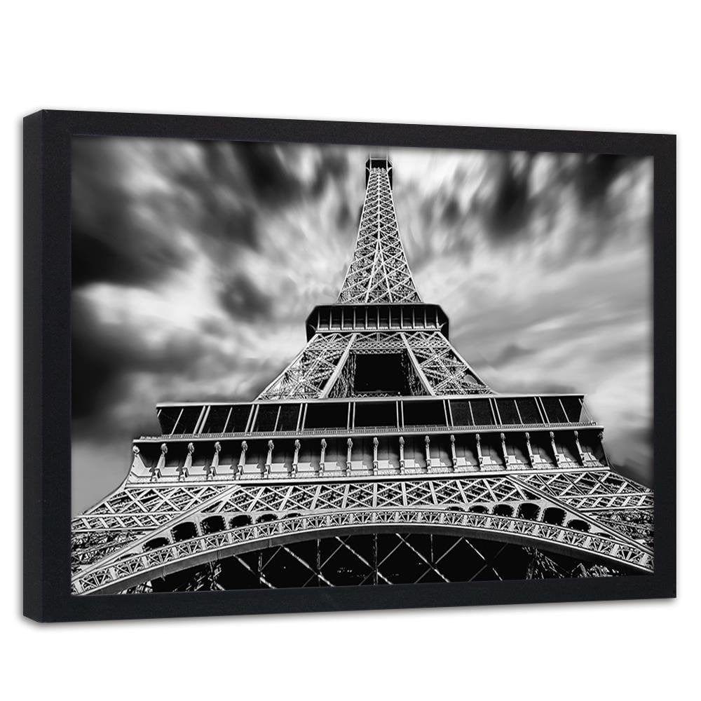 Glezna melnā rāmī - Eiffel Tower Black And White Home Trends