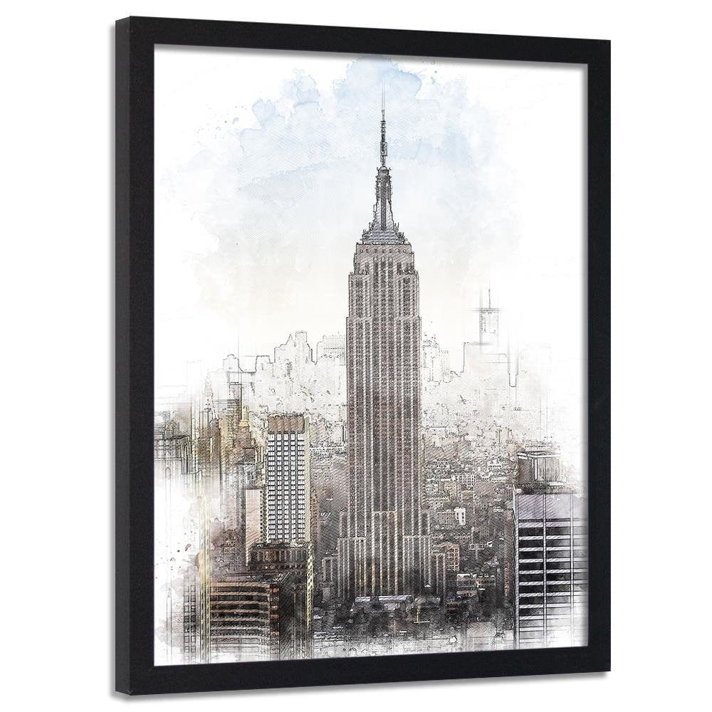 Glezna melnā rāmī - Empire State Building Image Brown Home Trends