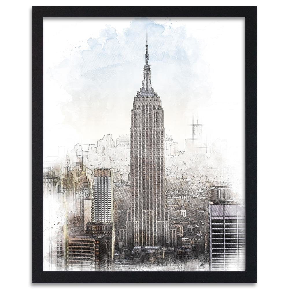 Glezna melnā rāmī - Empire State Building Image Brown Home Trends