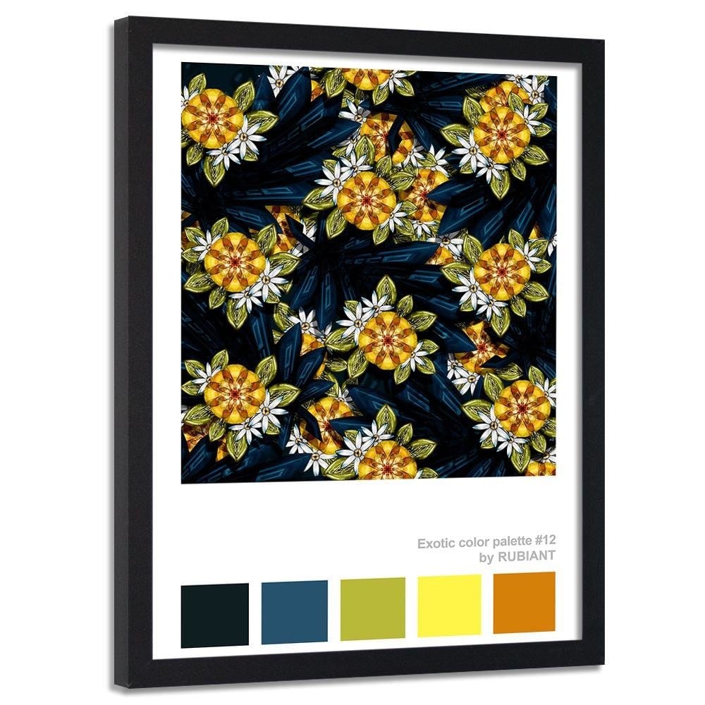 Glezna melnā rāmī - Exotic Flowers Green Home Trends