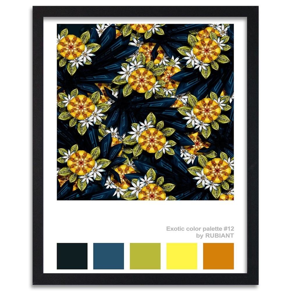 Glezna melnā rāmī - Exotic Flowers Green Home Trends