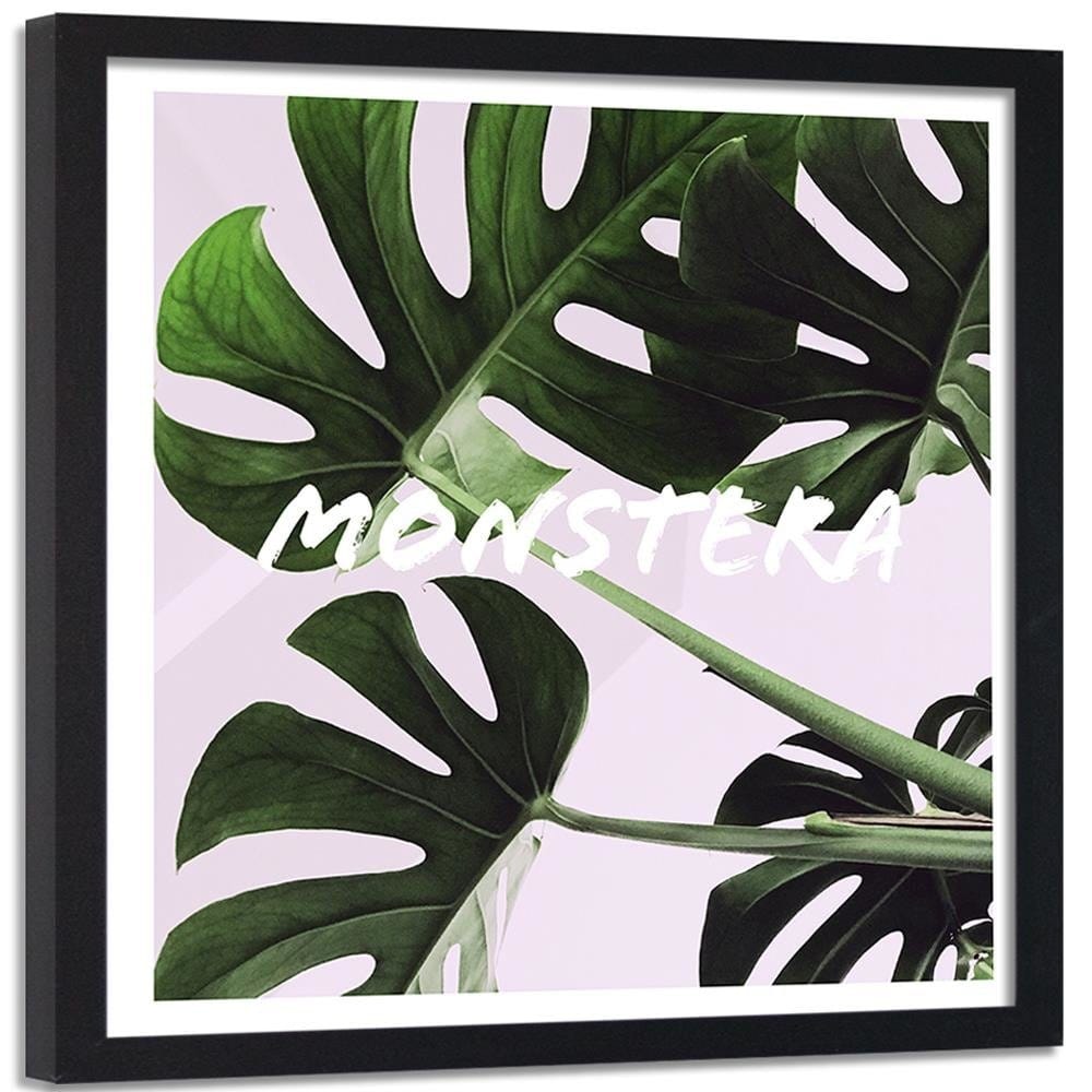 Glezna melnā rāmī - Exotic Leaves Monstera Home Trends