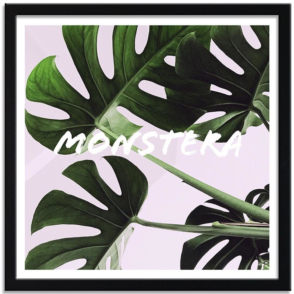 Glezna melnā rāmī - Exotic Leaves Monstera Home Trends