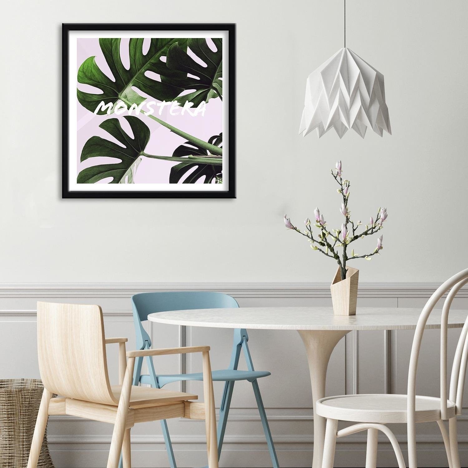Glezna melnā rāmī - Exotic Leaves Monstera Home Trends