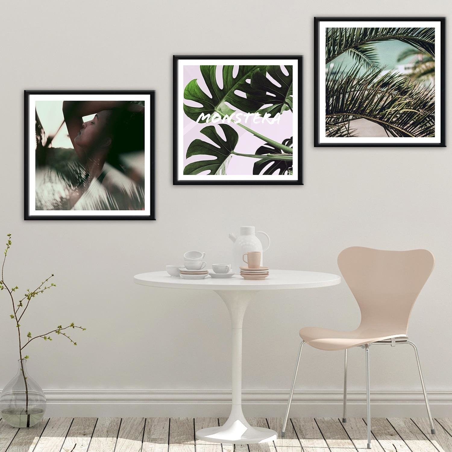 Glezna melnā rāmī - Exotic Leaves Monstera Home Trends