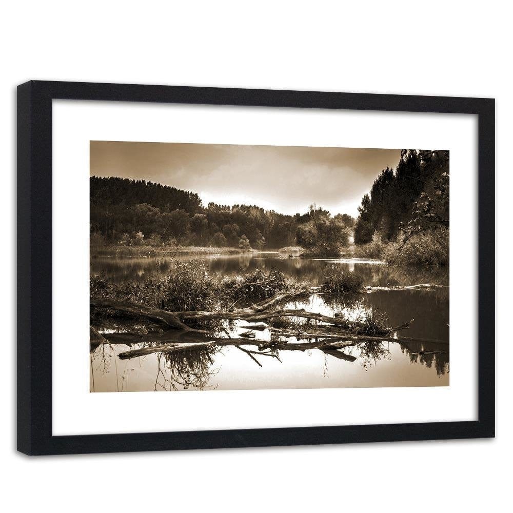 Glezna melnā rāmī - Fallen Tree In The Lake 1 Home Trends