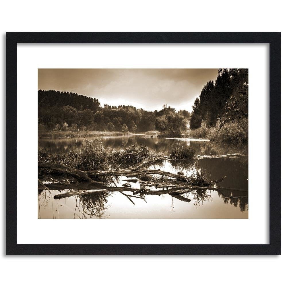 Glezna melnā rāmī - Fallen Tree In The Lake 1 Home Trends