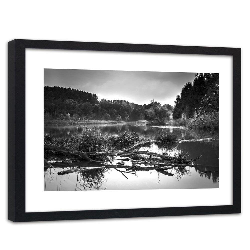Glezna melnā rāmī - Fallen Tree In The Lake 2 Home Trends