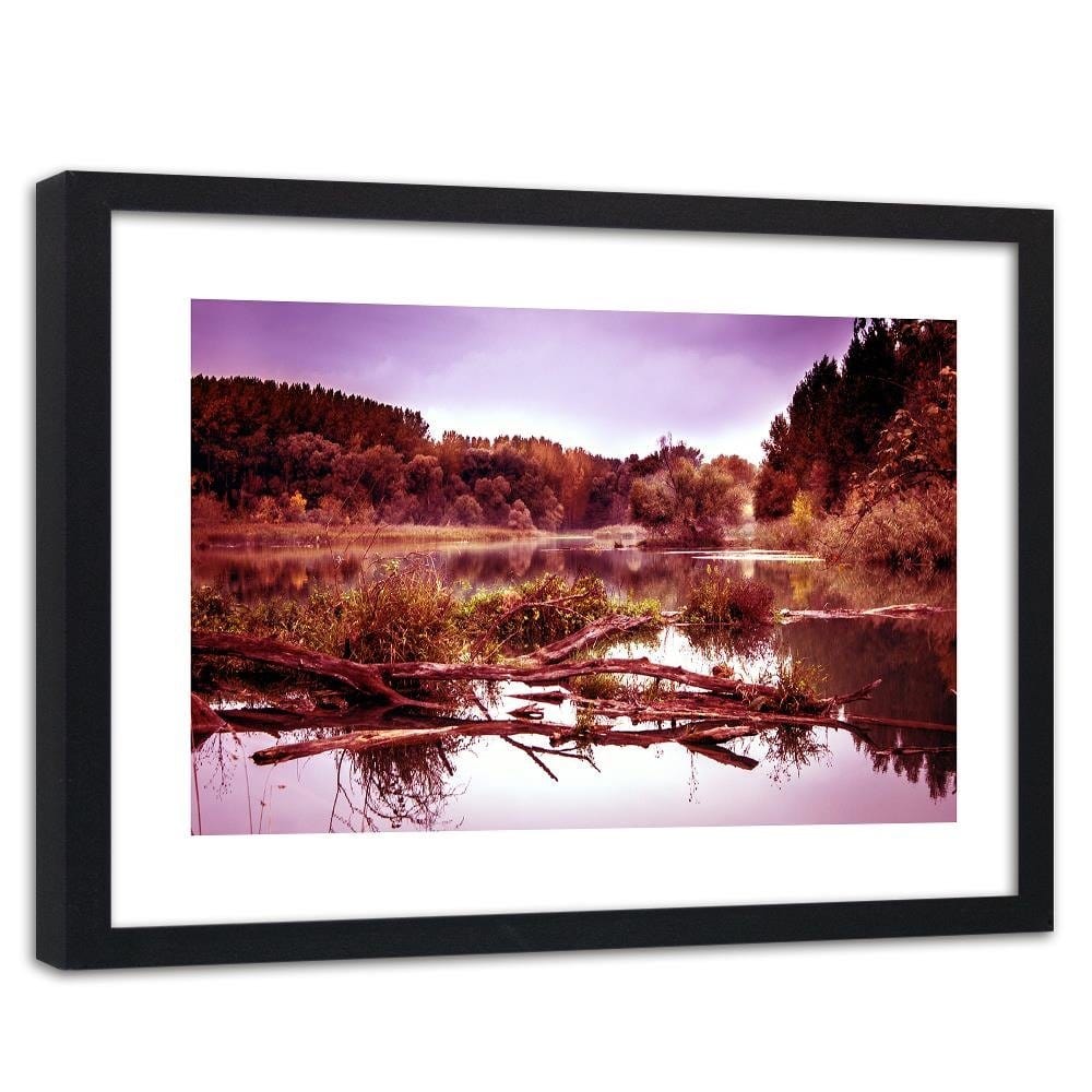 Glezna melnā rāmī - Fallen Tree In The Lake 3 Home Trends