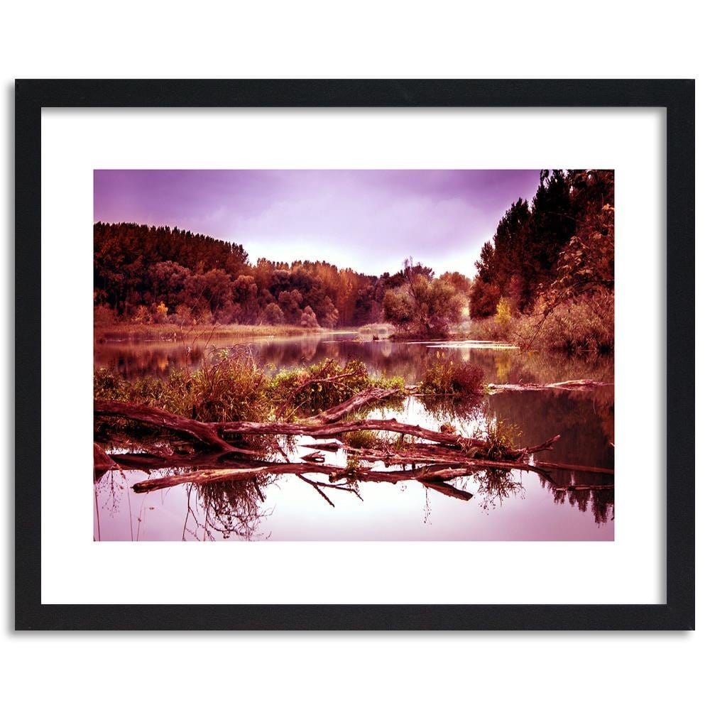 Glezna melnā rāmī - Fallen Tree In The Lake 3 Home Trends