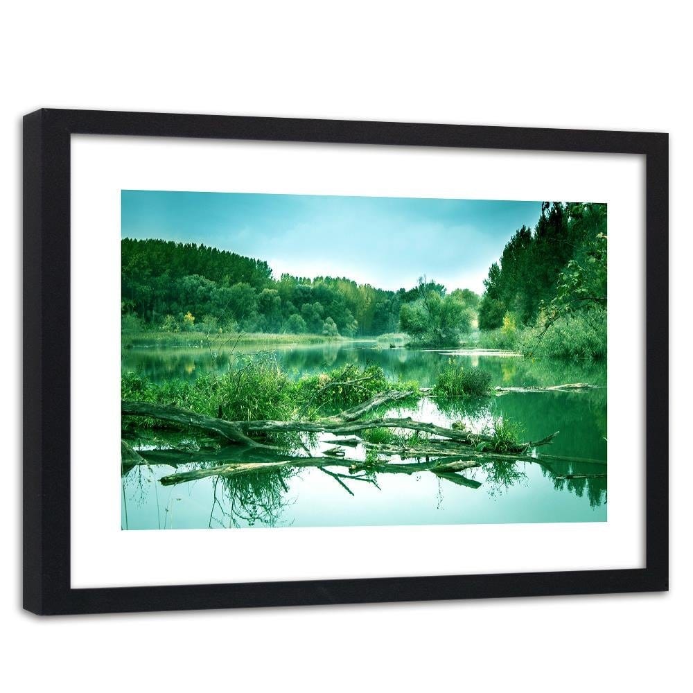 Glezna melnā rāmī - Fallen Tree In The Lake 4 Home Trends