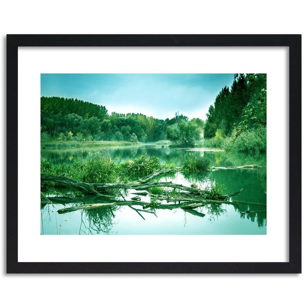 Glezna melnā rāmī - Fallen Tree In The Lake 4 Home Trends