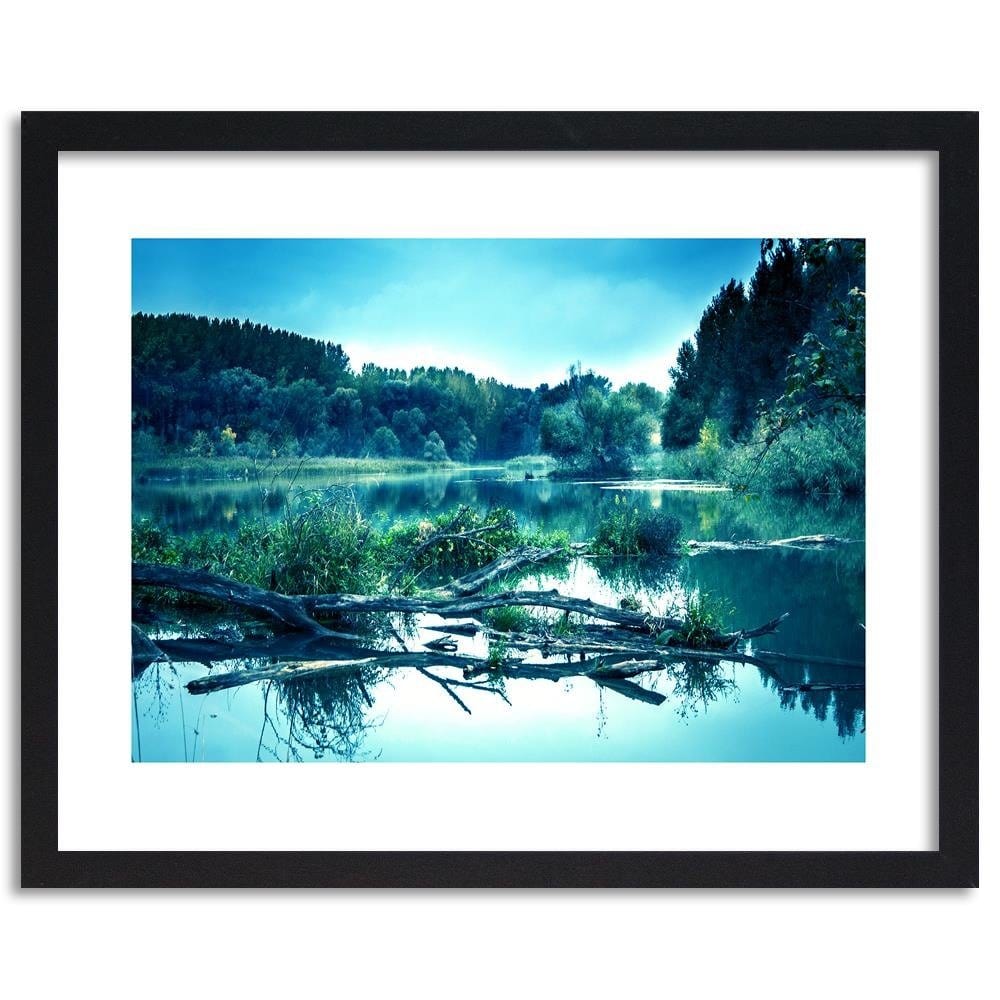 Glezna melnā rāmī - Fallen Tree In The Lake Home Trends
