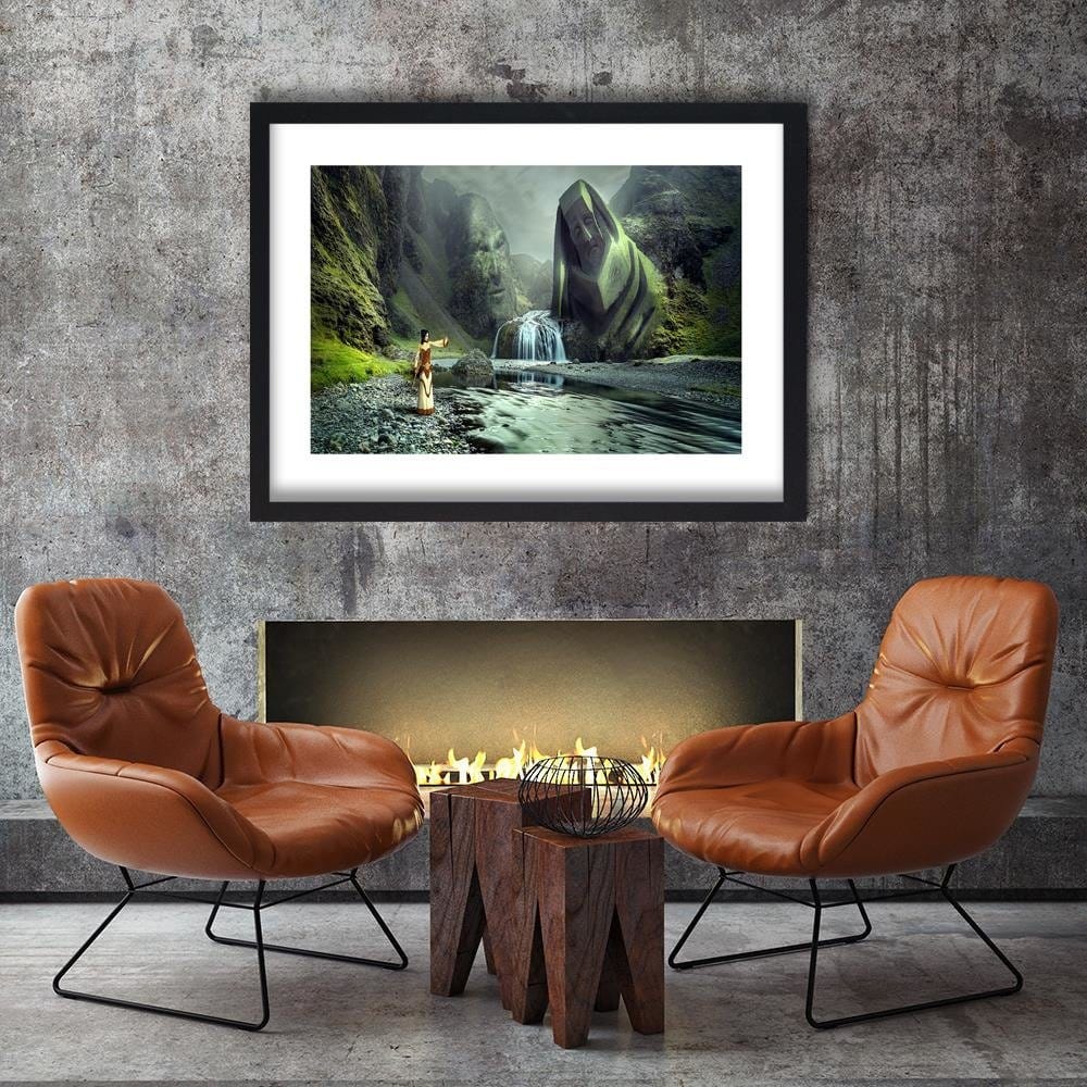Glezna melnā rāmī - Fantasy Woman On The River Home Trends