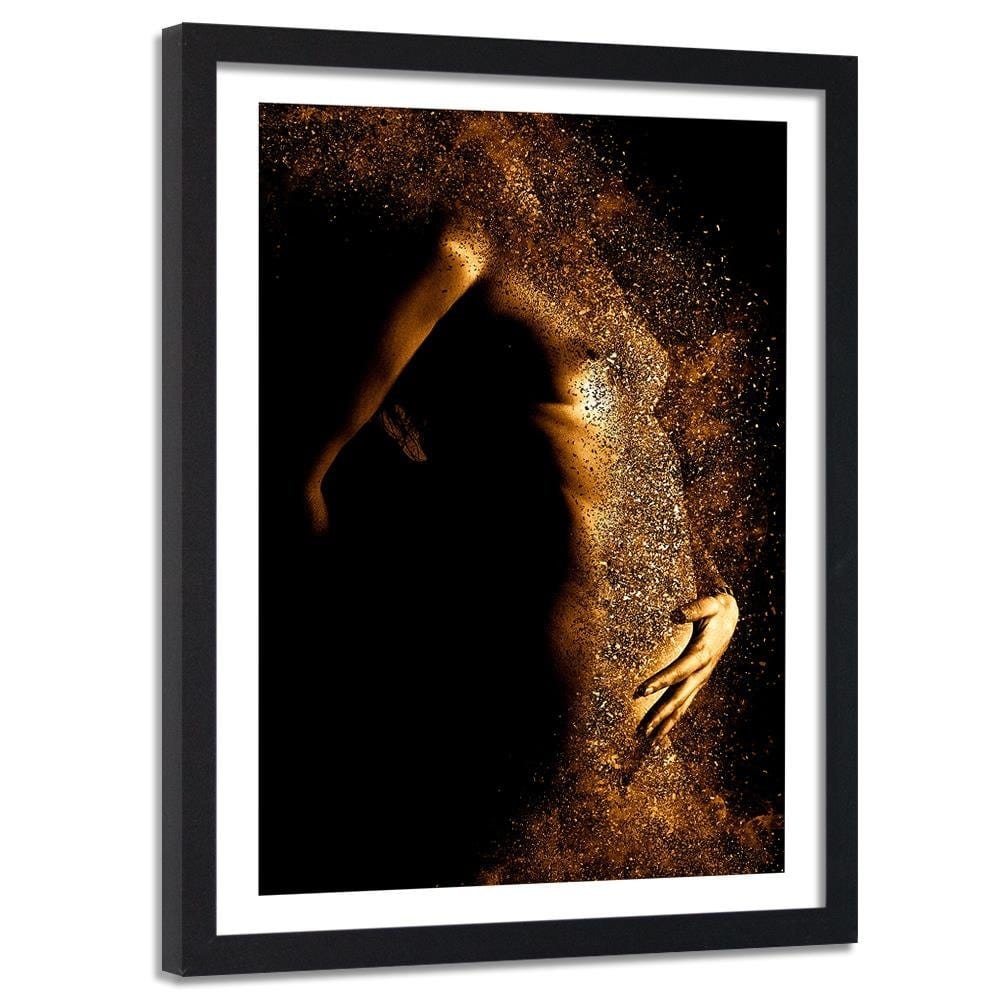 Glezna melnā rāmī - Female Nude Gold Dust Home Trends