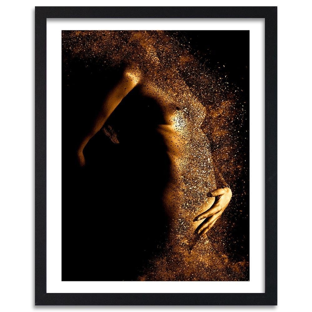 Glezna melnā rāmī - Female Nude Gold Dust Home Trends