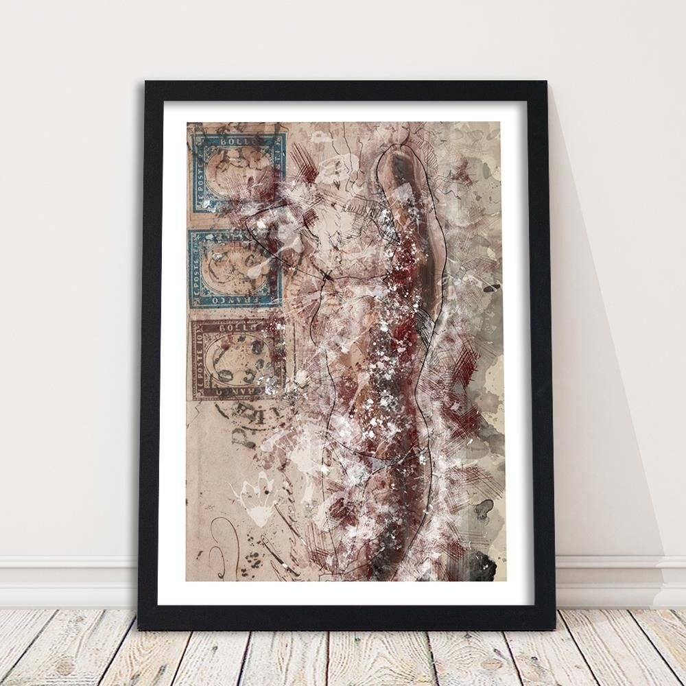 Glezna melnā rāmī - Figure Women Abstraction Home Trends