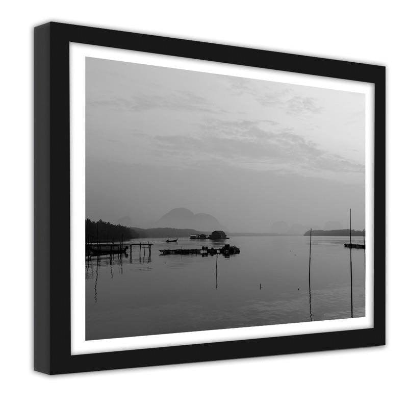 Glezna melnā rāmī - Fishermen's life Lake Home Trends