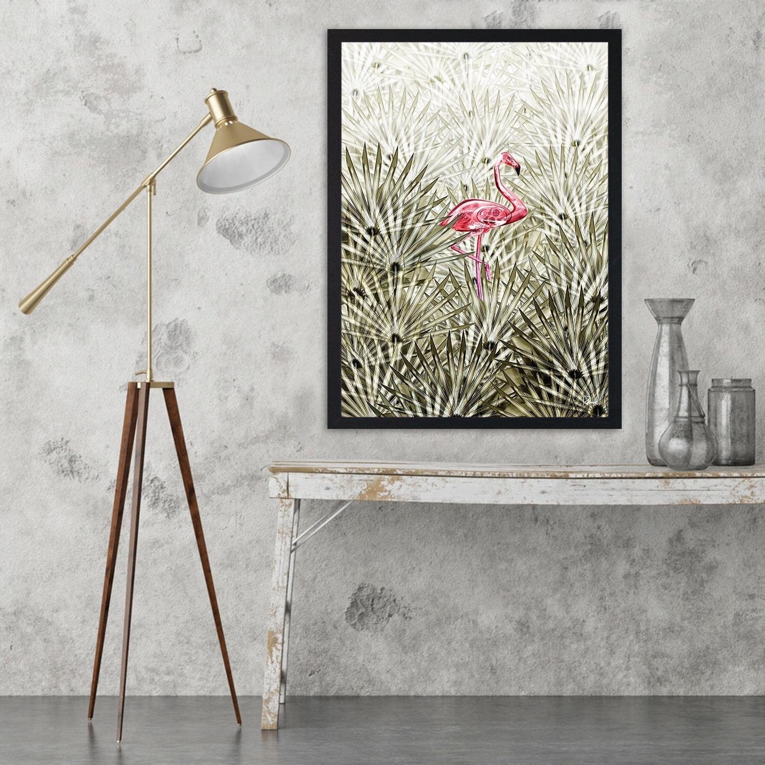 Glezna melnā rāmī - Flamingo Digital Pink Home Trends