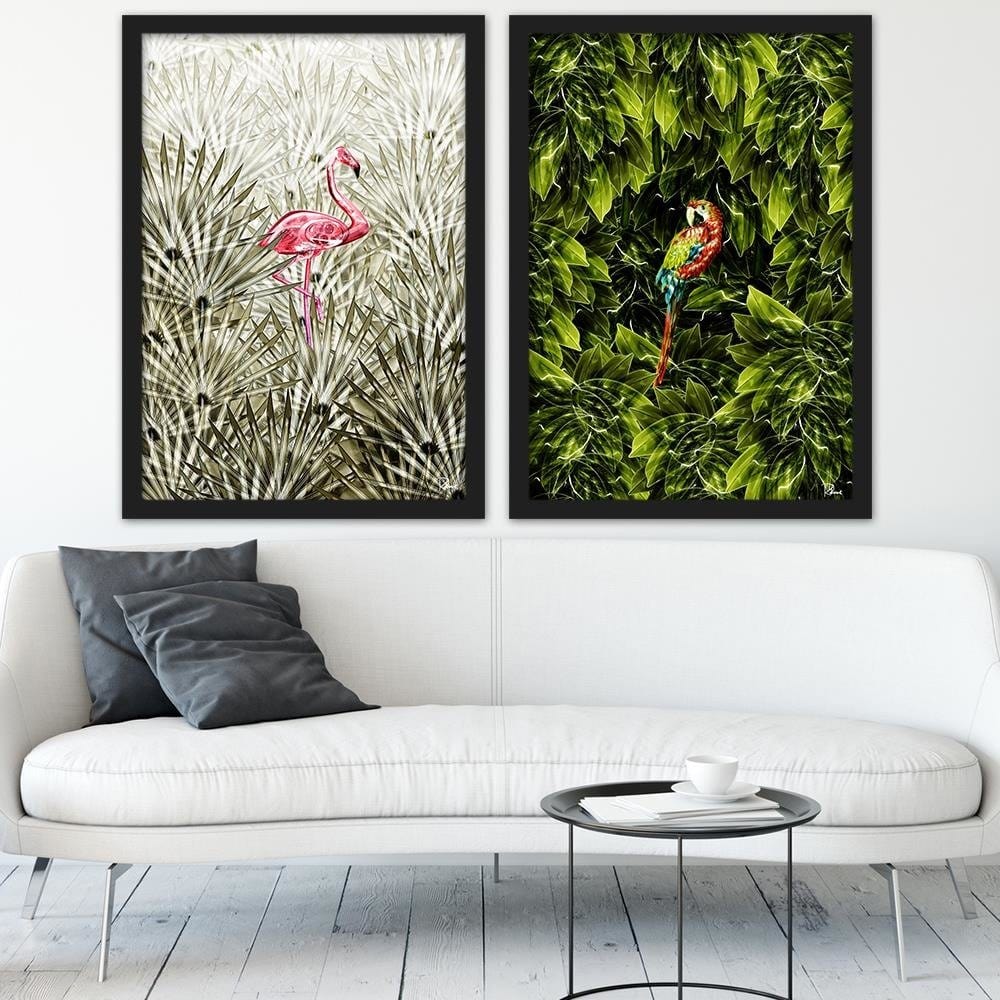 Glezna melnā rāmī - Flamingo Digital Pink Home Trends