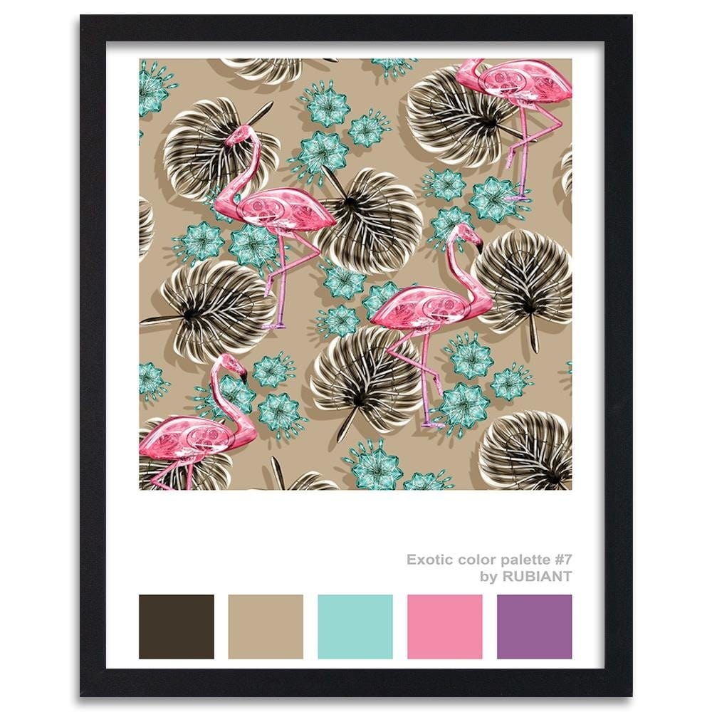 Glezna melnā rāmī - Flamingos Brown Home Trends