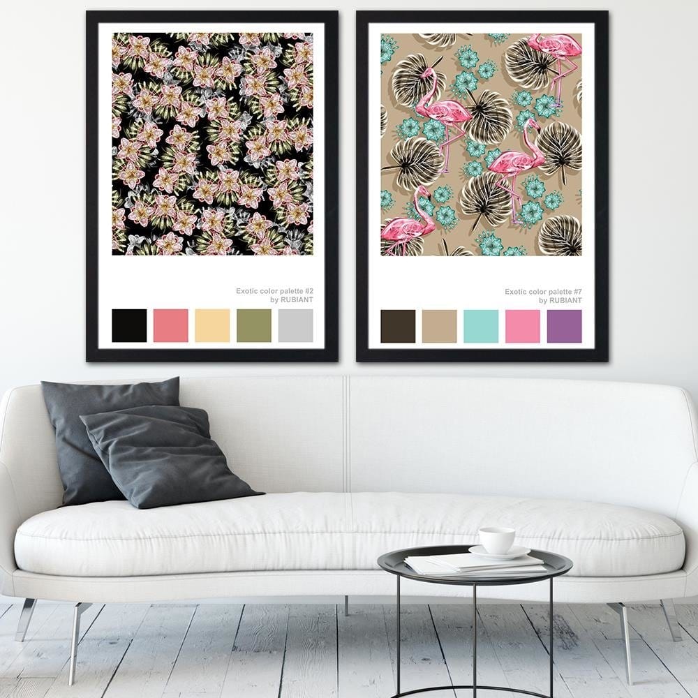 Glezna melnā rāmī - Flamingos Brown Home Trends