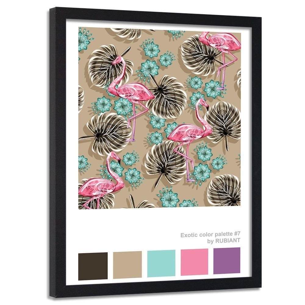 Glezna melnā rāmī - Flamingos Brown Home Trends