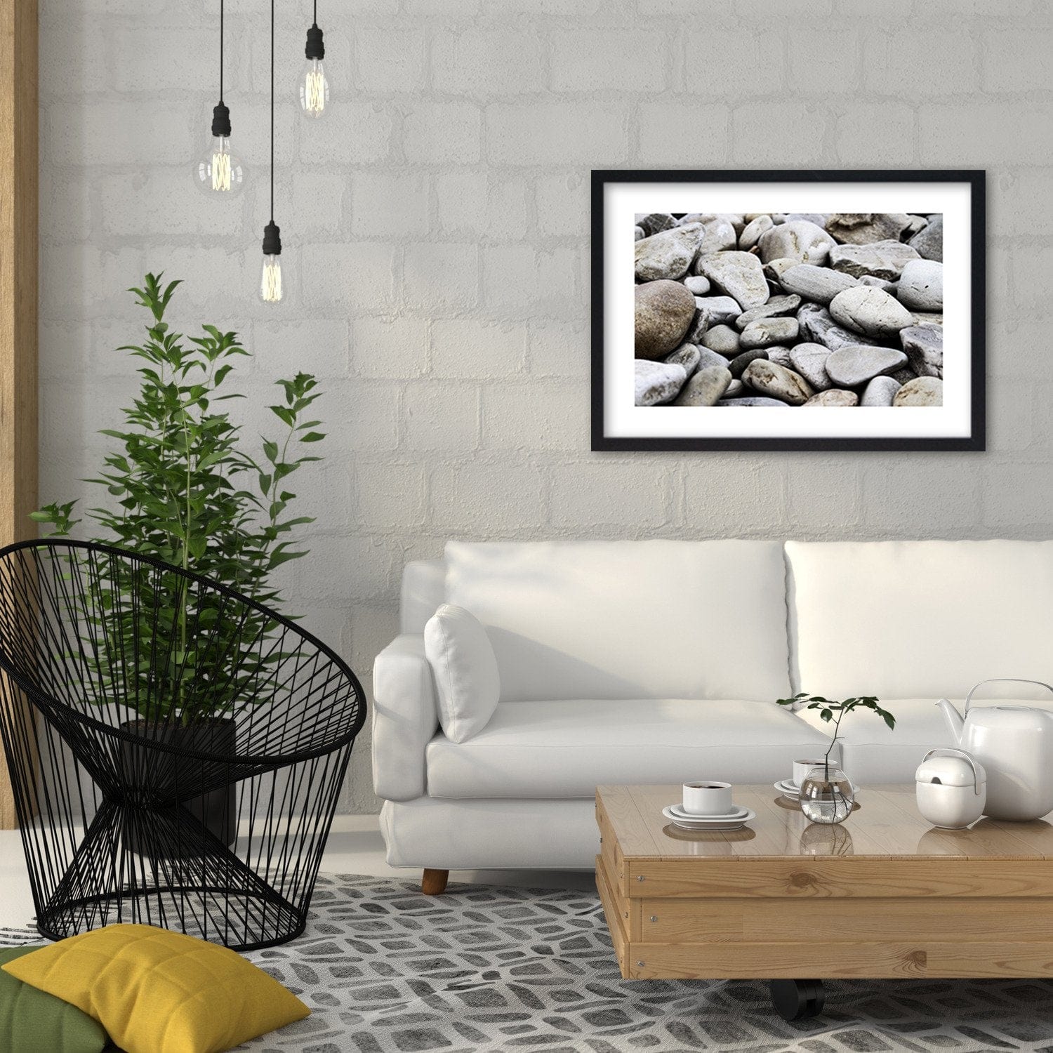 Glezna melnā rāmī - Flat Stones Home Trends