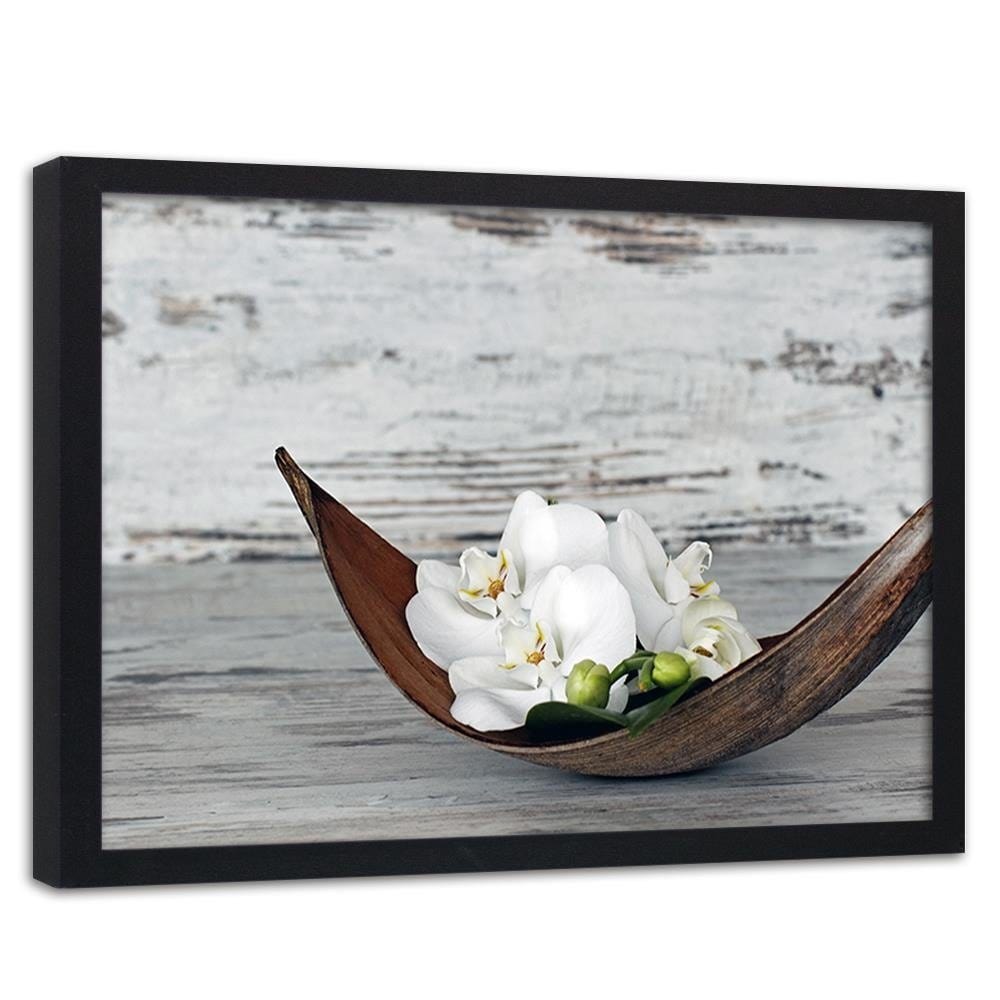 Glezna melnā rāmī - Flower On The Wood Home Trends