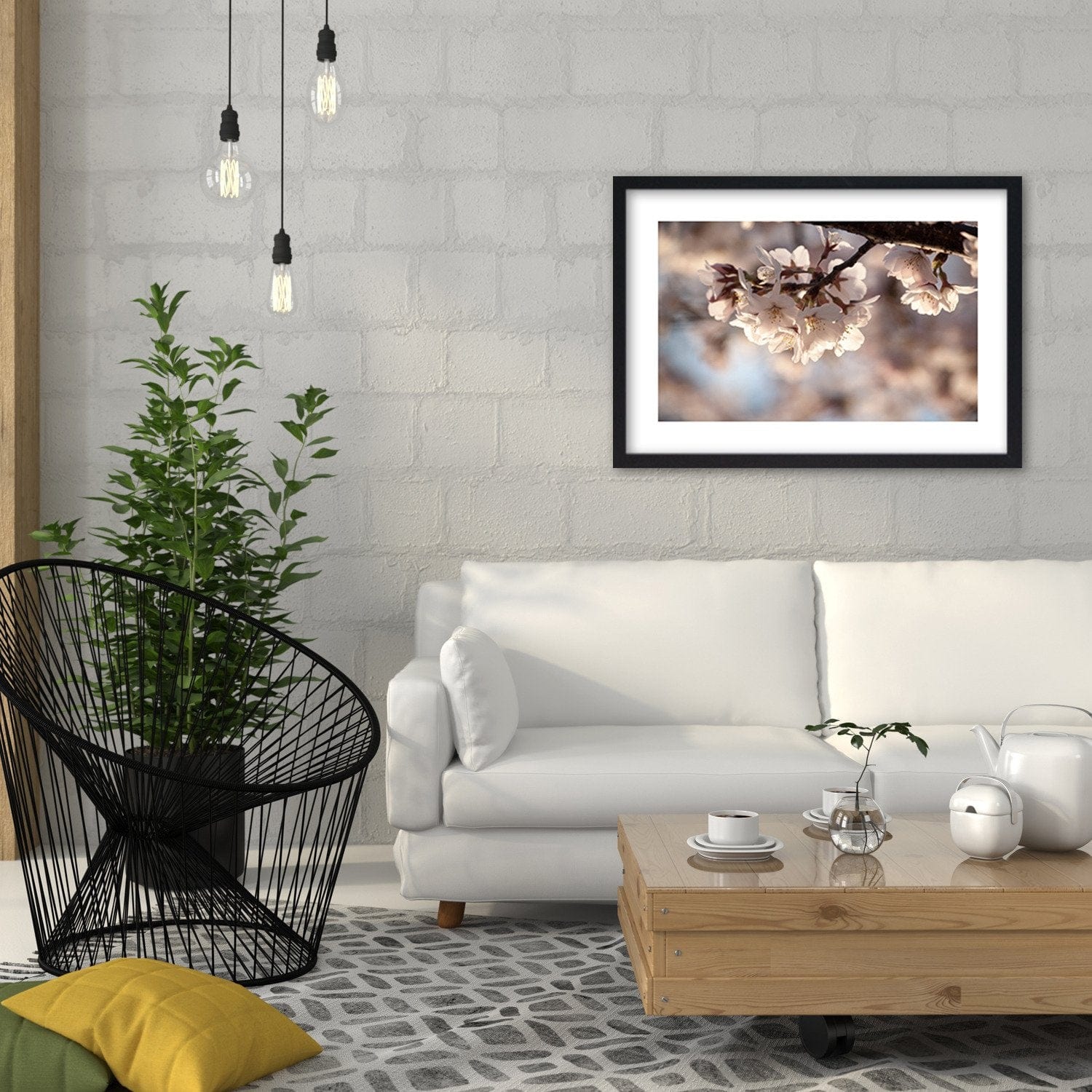 Glezna melnā rāmī - Flowering Cherry Home Trends