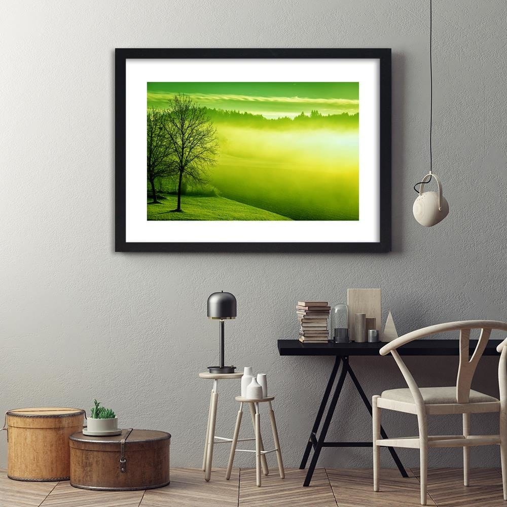 Glezna melnā rāmī - Fog On The Lake 3 Home Trends