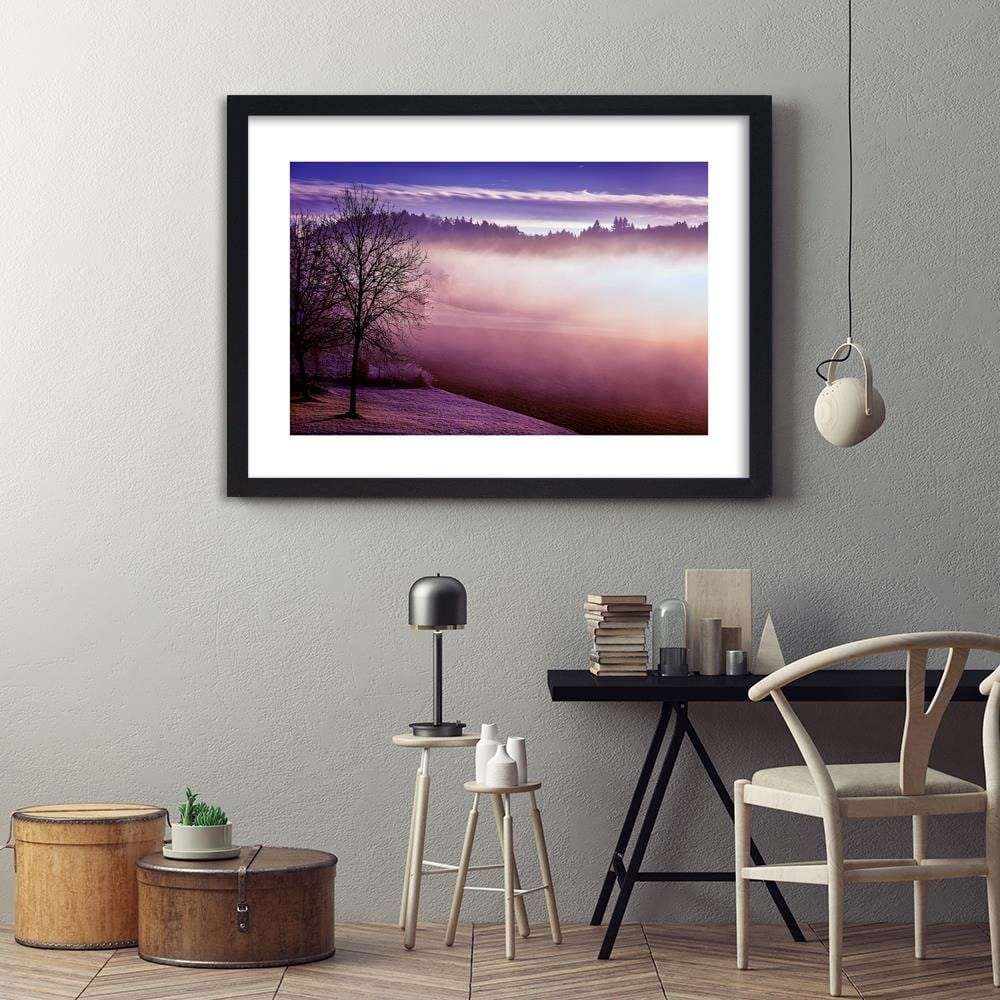 Glezna melnā rāmī - Fog On The Lake 4 Home Trends