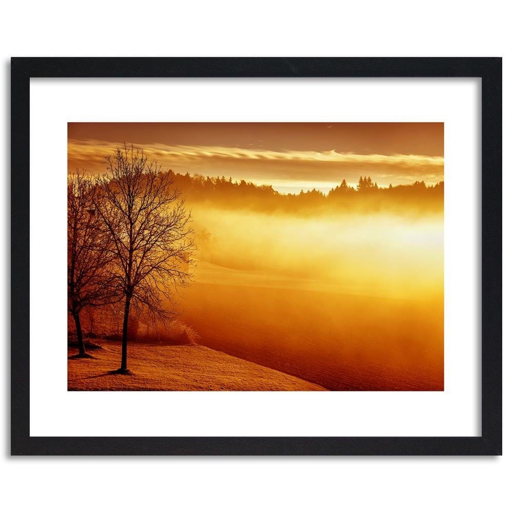 Glezna melnā rāmī - Fog On The Lake Home Trends