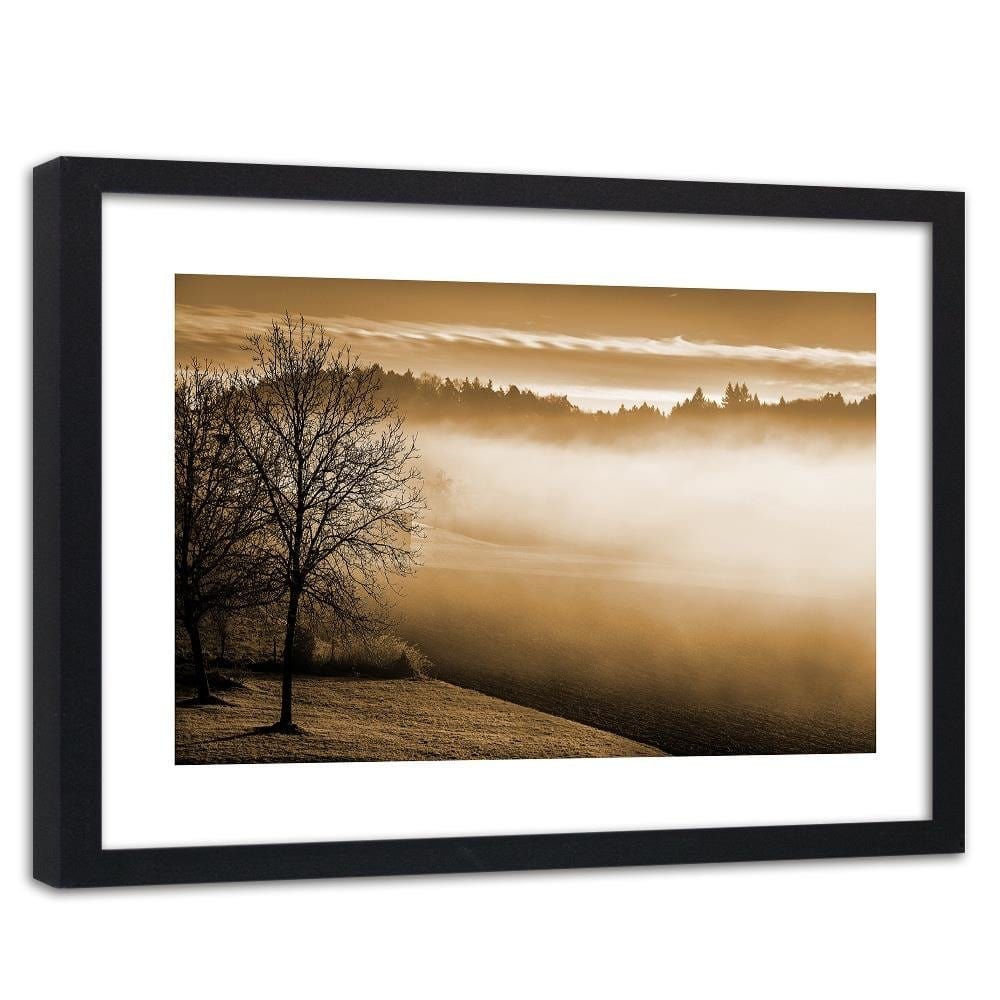 Glezna melnā rāmī - Fog Over The Lake 1 Home Trends