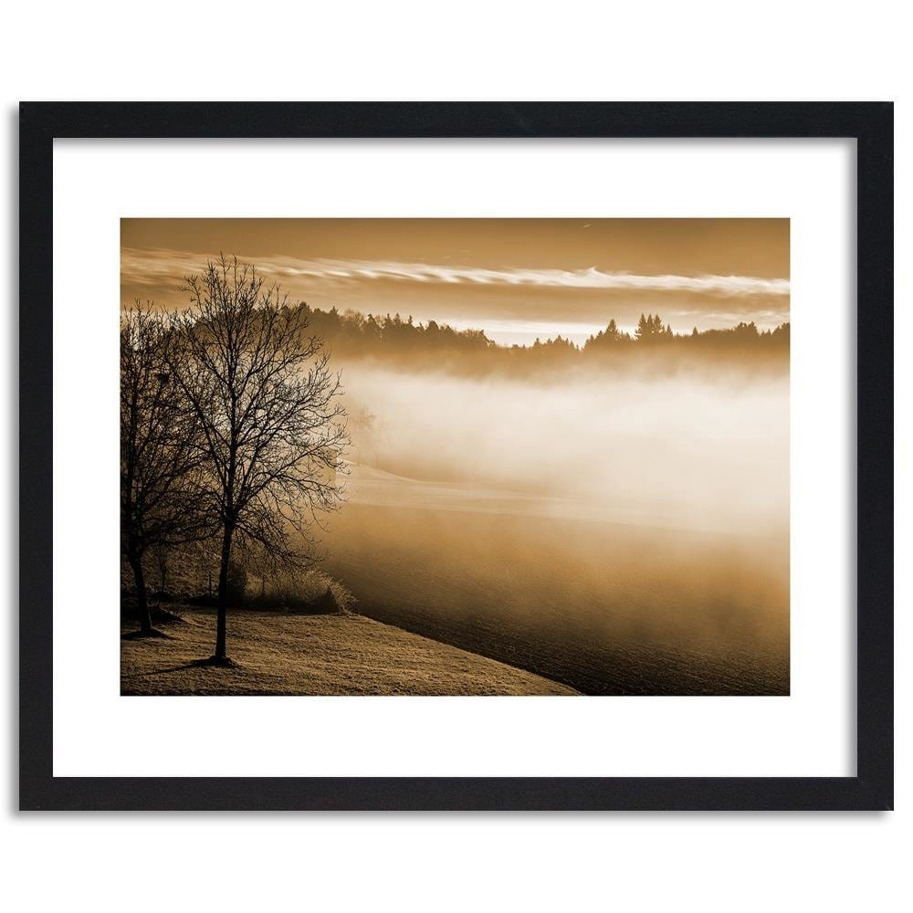 Glezna melnā rāmī - Fog Over The Lake 1 Home Trends