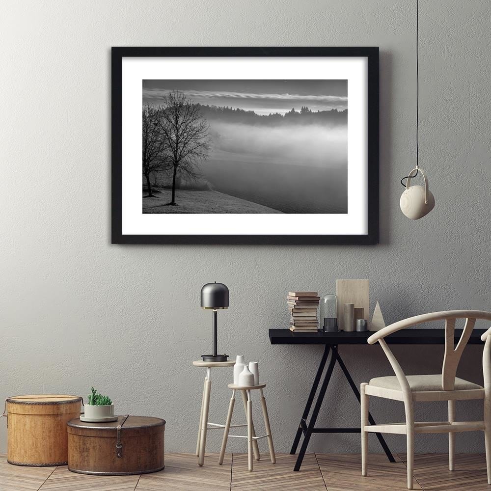 Glezna melnā rāmī - Fog Over The Lake 2 Home Trends