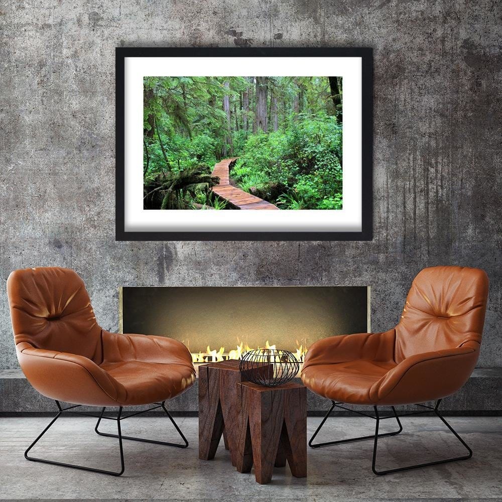 Glezna melnā rāmī - Footbridge In The Forest Home Trends