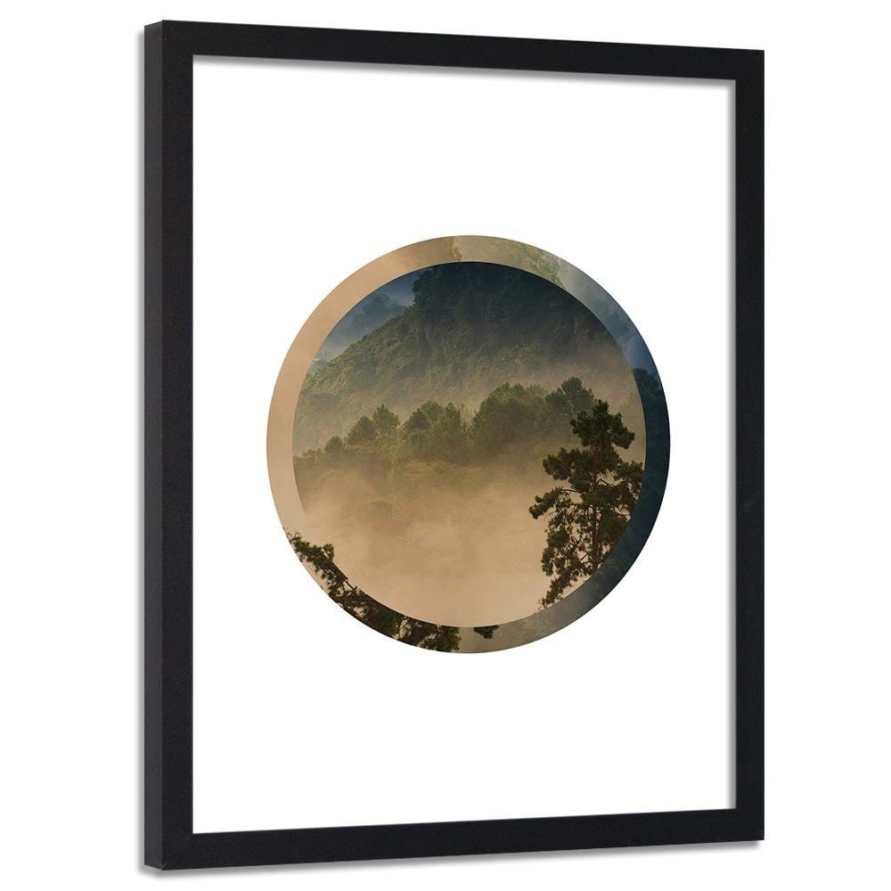 Glezna melnā rāmī - Forest In A Circle Home Trends